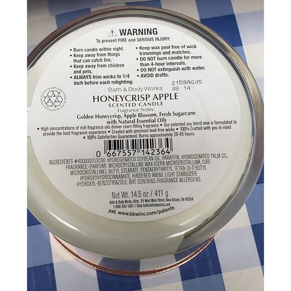 BBW Honeycrisp Apple Large 3 Wick Candle Home Fragrance Decor - Picture 2 of 2